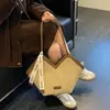 Bolsa Tote Vintage Maillard de Luxo para Mulheres, Nova Coleção Outono 2026 Suede Grande Capacidade Bolsa de Ombro de Nicho