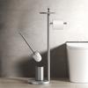 Gris Gun Acero Inoxidable 304 Portarrollos de Papel Higiénico y Escobillero de Piso para Baño Estante de Almacenamiento Escobilla para Inodoro Escobilla Desmontable