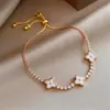 Pulseira Deslizante Flor em Forma de Diamante com Zircônia Super Brilhante e MadrePérola, Toque de Luxo Leve e High-End, Acessório de Mão Simples, Moderno e Versátil