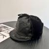 Gorro Lei Feng de invierno con protección auditiva de cuero, moderno y cálido, de felpa, para mujer, ideal para esquiar en el noreste.