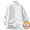 Suéter gola alta masculino para outono e inverno de 2026, estilo novo, forrado com fleece, espessado, camiseta base de tricô, roupa de inverno casual e quente