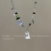Collar de Monstruo Fantasma Blanco y Negro diseño de nicho femenino dulce fresco otoño e invierno collar de suéter de cuentas pulsera accesorios