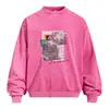 Moletom com Gola Redonda Tie-Dye Desgastado Estampa de Retrato Americano Estilo Casual Masculino Primavera/Outono Streetwear Blusão Solto com Capuz
