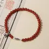 Pulsera de Koi de la Suerte Chapada en Plata para Niñas, Pulsera de Ágata Roja Estilo Chino, Nuevo Estilo Chino, Estilo Versátil, Nuevo Estilo 2025