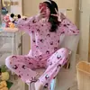 Nuevos Pijamas de Primavera y Otoño para Mujer, Pantalones de Manga Larga, Dibujos Animados Lindos, Casual y Cómodos, Ropa de Casa para Dormitorio de Estudiantes, Conjunto de Dos Piezas