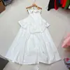 Vestido Tutú Largo de Malla con Volantes y Empalmes sin Mangas de Cuello Halter, Estilo Europeo, Americano y Australiano