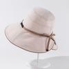 Sentido del Diseño Lazo Cruzado Sombrero de Tela Boutique para Mujer Coreano de Verano Sombrero con Visera Grande Anti-UV Moderno