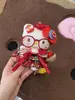 Auténtica Atmósfera Navideña Lindo Colgante para Bolsa Muñeco de Nieve Peluche Hello Kitty Llavero Regalo de Navidad
