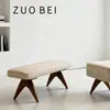 Banco Largo de Madera Maciza Estilo Vintage para Entrada de Casa, Banco Creativo de Diseñador para Pie de Cama de Dormitorio, Banco de Tela para Cambiar Zapatos
