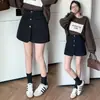 Falda pantalón corta abotonada de lana, falda pantalón de lana línea A para mujer, falda pantalón de pierna ancha para mujer otoño e invierno 2026