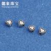 S925 Plata Yintai Corazón de Amor Corazón Corazón con Forma de Corazón Perforación Vertical Cuentas Cruzadas Cuerda DIY Pulsera Trenzada Accesorios de Cuentas Material