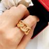Anel Aberto Oco Cravejado com Diamantes Fabricado em Fábrica, Acessório Banhado a Ouro Cobre, Estilo de Rua da Moda Europeia e Americana, Joia Anel de Corrente com Design Personalizado