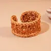 Nova Pulseira Aberta Geométrica de Rattan Tecida à Mão em Malha Estilo Chinês, Temperamento de Nicho Personalizado, Joia de Mão de Moda de Alta Qualidade