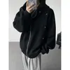 Sudadera con capucha de estrella de metal peso pesado americana para hombre, Otoño, Tallas grandes, Moderna, Holgada, Cuello semi alto, Cárdigan, Ropa exterior