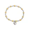 Pulsera de Acero Inoxidable con Cordón Elástico y Colgante de Corazón, Estilo Ins de Nueva Moda Transfronterizo, Regalo Especial para Novia en el Festival Qixi