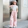 Conjunto de Vestido de Verão para Menina 2025 Novo Estilo Coreano Moda Menina Manga Curta Base Calças Casuais Duas Peças Fashion