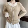 Camiseta de manga larga gruesa y cálida tipo dos piezas con lazada para mujer, talla grande, moderna, adelgazante, versátil y rejuvenecedora, top básico