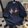 2026 Verano Nuevo Estilo High Street Impresión de Gesto de Dedos Medios Camiseta Unisex de Algodón Puro Manga Corta Ropa Urbana Americana de Moda Estilo Pareja