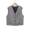 Z Estilo Europeu e Americano Transfronteiriço 2025 Nova Moda Elegante Roupa Feminina Atacado Conjunto Colete Abotoamento Simples + Calças Casuais de Cintura Alta