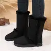 Botas de nieve de caña media transfronterizas para mujer, con ribete de felpa, adornos de lentejuelas, suelas gruesas y forro de felpa para abrigar, botas de algodón de invierno al por mayor para mujer