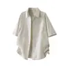 Camisa de Linho Disfarçada Nanxia, Estilo Old Money Manga Curta Masculina Verão Nova Moda Camisa Masculina, Camiseta Masculina
