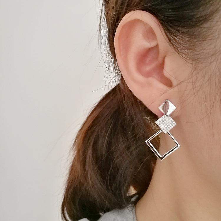 ED803371 3372圆形菱形耳环