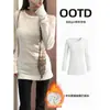 Top Térmico Interior Negro para Mujer 2026 Nuevo Principios de Otoño Petite Hombro Normal Corte Ajustado Cintura Ceñida Manga Larga Camiseta Top para Mujer