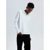 Camisa Polo de Otoño de Moda para Hombre, de Manga Larga, Corte Holgado, Versátil, Camisa Base con Cuello Polo Negro, Camiseta de Manga Larga de Color Sólido para Hombre, de Moda