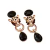 Brincos Pendentes Torcidos com Cabeça de Tigre Inlaid de Diamante Agulha de Prata Brincos de Tarraxa Moda Vintage com Senso de Design Brincos de Nicho