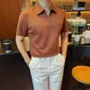 Tiktok Dropshipping Masculino Novo Estilo Verão Poliéster-Algodão Elastano Camisa Polo Casual Manga Curta Meio Zíper Respirável Camiseta