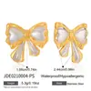 Pendientes Wanxing de Acero Inoxidable Galvanizado Bicolor con Bloques de Color de Mariposa, Versátiles de Lujo Ligero, Nuevos Pendientes de Venta Caliente Transfronterizos para Mujer