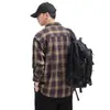 Camisa xadrez retro clássica americana para homens, manga longa, nova marca trendy casual britânica 2026 jaqueta camisa para primavera e outono para homens
