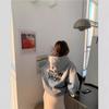 Moletom Super Popular Ins Feminino Outono e Inverno Oversize com Capuz Veludo Espessado Jaqueta Estilo Coreano Tendência Estudante Top Solto