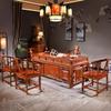 Mesa de Chá e Conjunto de Cadeiras Totalmente em Madeira Maciça Mesa de Centro de Olmo Mesa de Chá de Escritório Mesa de Chá Kung Fu Conjunto de Chá Tudo em Um Estilo Zen