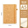 Caja de regalo set de cuaderno con correa de corcho ecológica para negocios transfronterizos, tamaño A5, tela de algodón y lino splicing de paja de trigo con logo personalizado