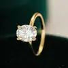 Anillo Ovalado Bañado en Oro de 18K Anillo de Plata S925 con Moissanita para Mujeres Lujo Accesible Transfronterizo Cuatro Garras
