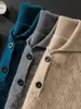 Suéter 100% Lana Pura para Hombre Invierno Negocios Cuello Solapa Holgado y Cómodo Suéter de Lana Suéter Grueso Ropa de Papá Otoño e Invierno