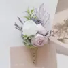 Art Accord 472 Suministros para Bodas Banquete Flor de Simulación para Invitados Ramillete del Novio Flor de Mano Morado
