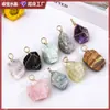 Pingente de Pedra Bruta de Cristal Natural Branco Rosa Roxo Joias Simples Colar Artesanato de Cristal Enfeites Acessórios Atacado