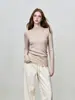 Blusa de Tricô de Cor Sólida de Alta Qualidade Francesa com Gola Meia-Alta e Manga Longa para Mulheres Outono Inverno Estilosa Versátil Slim Fit Camada Base Pulôver