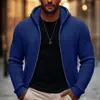 Cardigan Casual Solto Preguiçoso Europeu e Americano da Amazon com Gola Alta Top Masculino Cor Sólida Tricô com Zíper Jaqueta com Capuz
