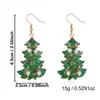 Pendientes de Árbol de Navidad Coloridos con Pedrería y Perlas Estilo Europeo Accesorios Colgantes Incrustados con Pedrería Atmósfera de Fiesta Festival para Mujeres