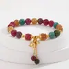 Pulseira de cristal de morango de pedra natural estilo étnico pulseira com pingente de orquídea barraca de ponto turístico joias chinesas novas atacado