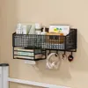 Estante de almacenamiento de pared para dormitorio de estudiantes, estante colgante adhesivo para dormitorio, organizador de pared para mesita de noche/sobre cama, cesta colgante sin perforaciones