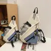 Mochila Multifuncional de Grande Capacidade, Moderna e Descolada, Bolsa de Ombro Fashion Simples em Cor Contrastante, Bolsa Transversal Leve Casual para Escola