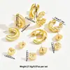 6 pares de aretes de traje estilo europeo y americano dorados retro en forma de C personalidad exagerada geométricos en forma de corazón redondos de retención de color venta al por mayor