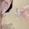 Pendientes Estilo Bohemio con Borlas y Flor Grande de Tul Rosa Estilo Francés para Mujer, Pendientes Exagerados de Alta Gama Estilo Vacacional