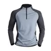 Roupa Esportiva Fitness Masculina com Zíper Meio Aberto e Gola Alta, Absorvente de Suor, para Corrida, Ciclismo, Treinamento, Outdoor Urbano, Secagem Rápida, Manga Longa