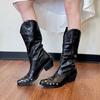 Botas de Verano para Mujer, Botas Largas Negras, Nuevo Estilo 2026, Súper Elegantes, Estilo Wasteland, Botas Largas, Botas Vaqueras Occidentales de Xinjiang