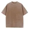 Camiseta Retro Americana de Peso Pesado com Estampa Direta de Manga Curta para Homens e Mulheres, Moda de Rua de Verão, Estilo Vintage Lavado